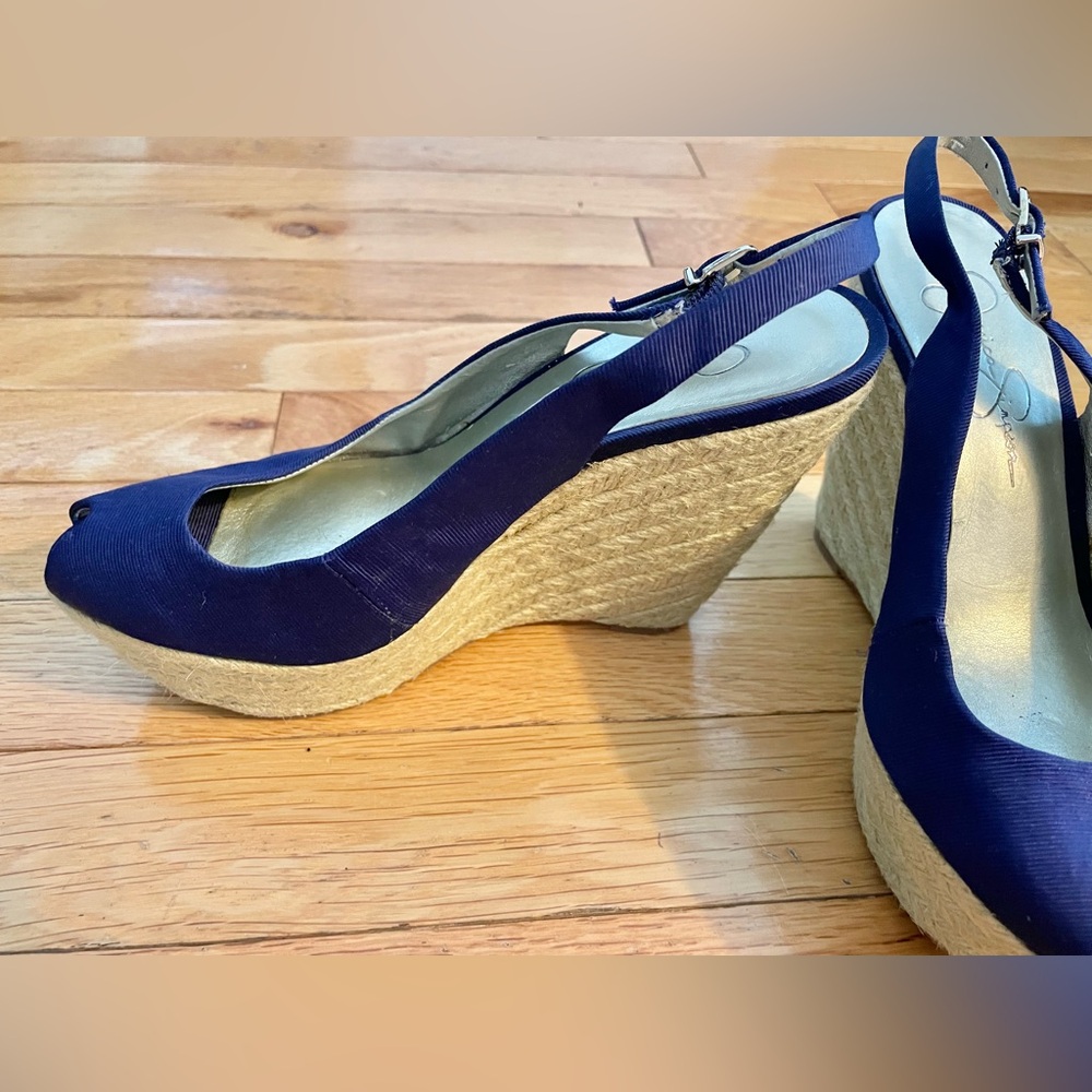 Jessica Simpson DP Purple Slingback Peep-toe Wedge Sandal Sz 6.5 - Picture 3 of 8